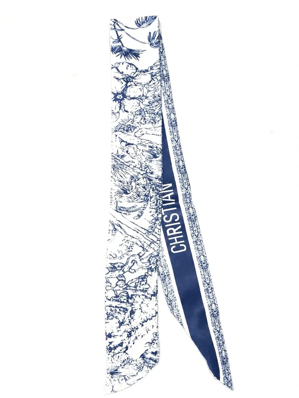 Blue & White Toile Print Twilly Scarf / Headband